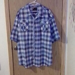Akademiks Blue and White Plaid Men's Shirt